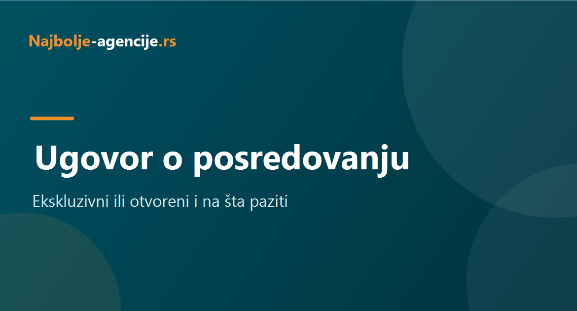 Ugovor o posredovanju sa agencijom za nekretnine