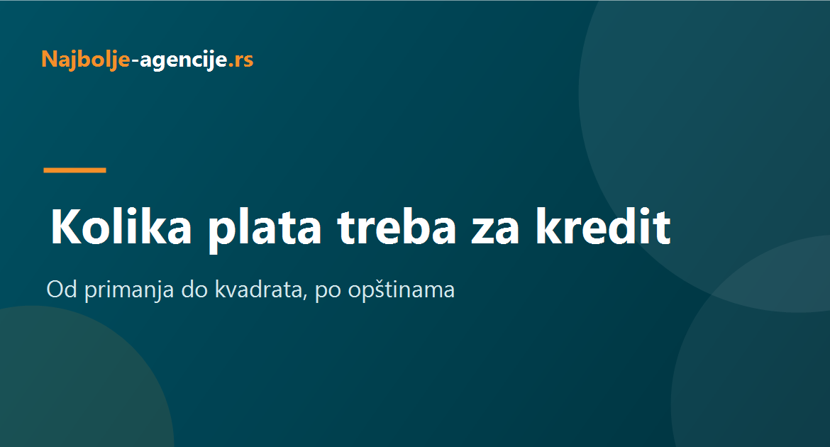 Kolika plata je potrebna za stambeni kredit i koliki stan se dobija